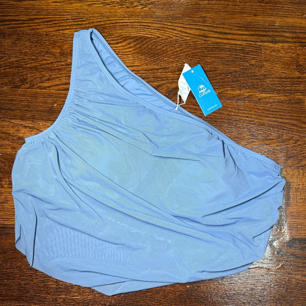 NWT Cupshe Blue mesh ruched bikini top XL